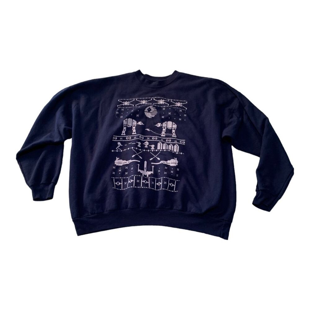 Gildan Star Wars christmas sweatshirt 3xl unisex men women blue ugly sweater yod